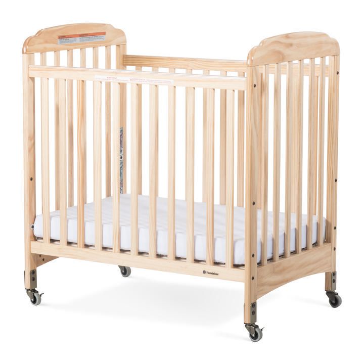 Next Gen Serenity Fixed-Side Compact Slatted Mobile Crib, Natural