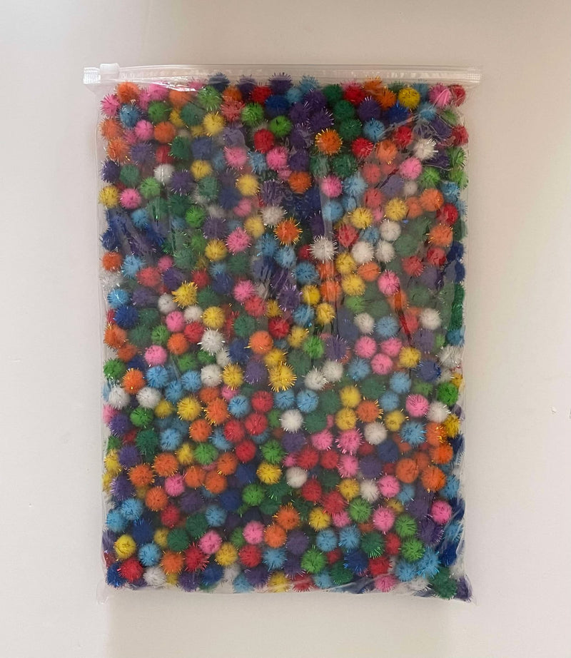 Jerry's Mix Glitter Pom Poms - 1000 pc 1.5 Cm