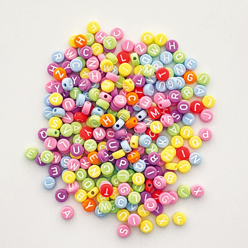 Round Colorful Letter Beads - 250 pc