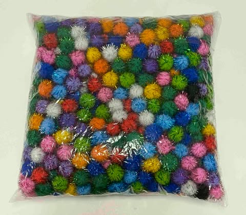 Jerry's Mix Glitter Pom Poms - 500 pc 3 Cm