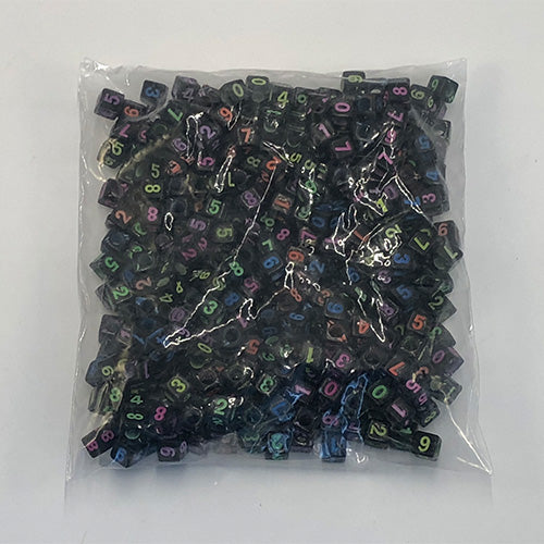 Black Square Numbered Beads - 100g