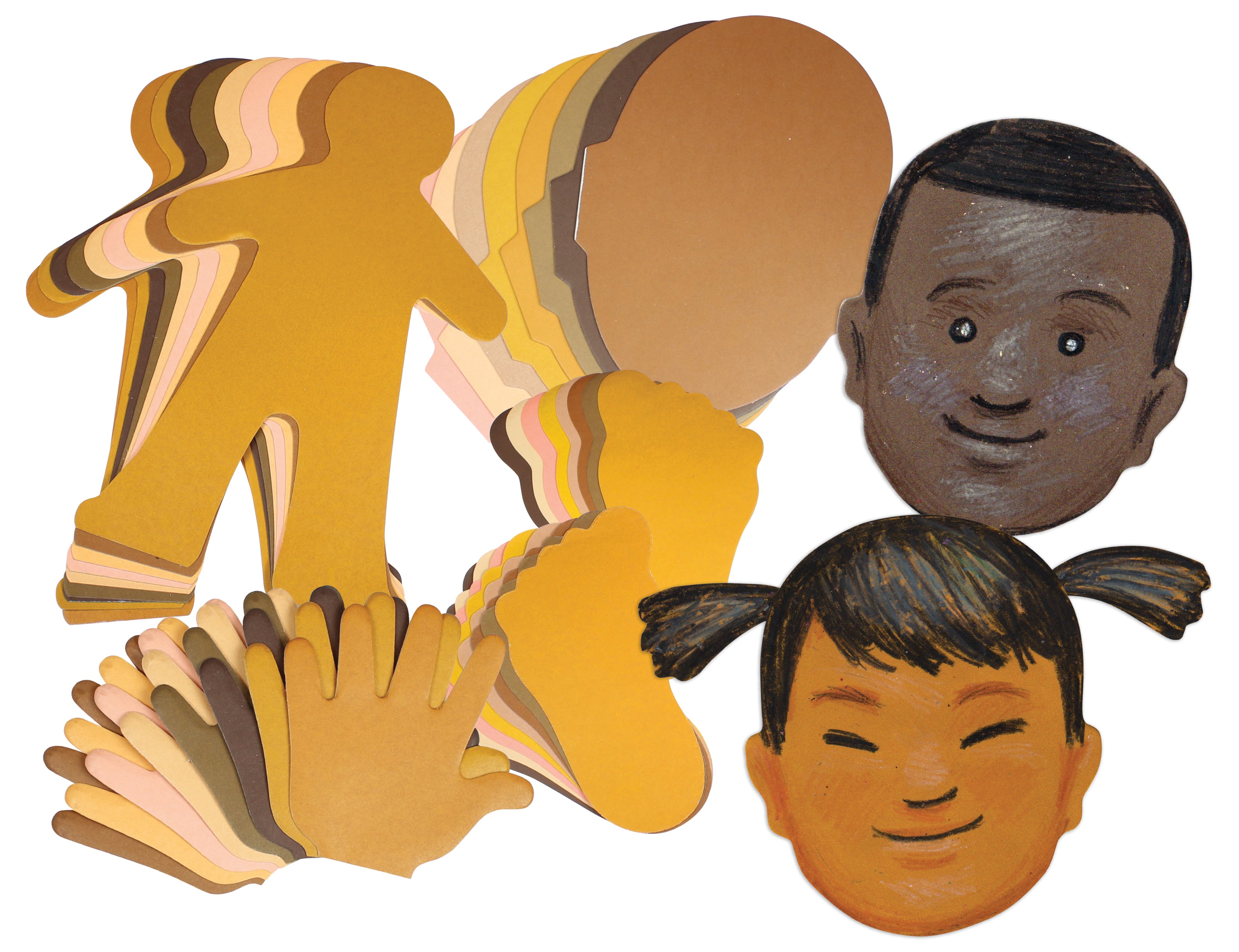 Human Paper Shapes Kit 40 Bodies, 50 Faces, 35 Hands & 35 Feet ...