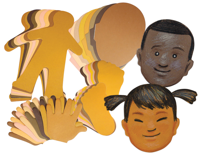 Human Paper Shapes Kit 40 Bodies, 50 Faces, 35 Hands & 35 Feet