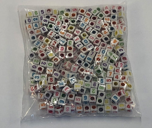 White Square Numbered Beads - 100g