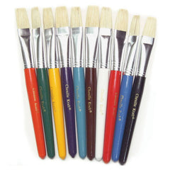 Flat Stubby Brushes Assorted Colors - 10 Pc