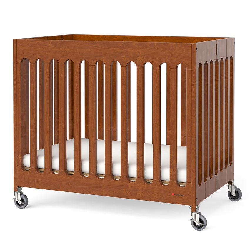 Boutique Compact Slatted Solid Wood Folding Crib - Cherry