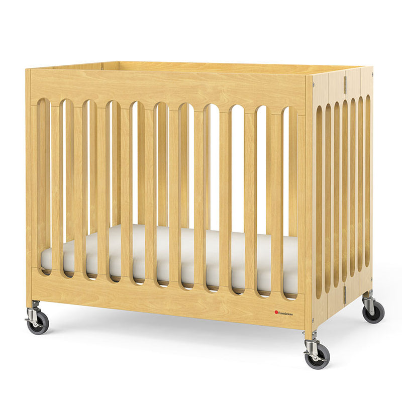Boutique Compact Slatted Solid Wood Folding Crib - Natural