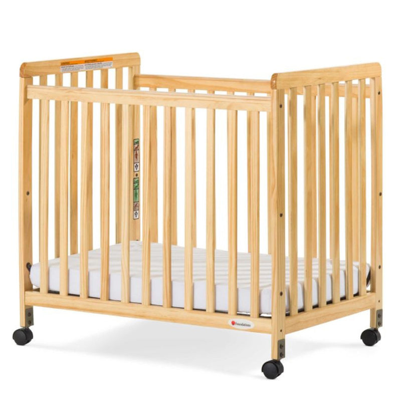 Safetycraft Fixed-Side Compact Slatted Mobile Crib, Natural