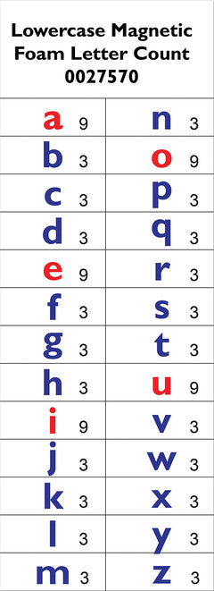 Magnetic Foam Lowercase Letters - 108 characters - Size 1 1/2"